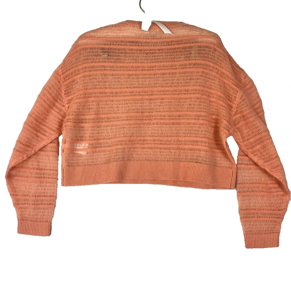 Pilcro Stitched Cashmere Sweater Women's Small Peachy Pink Crop Boxy